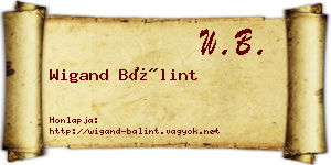 Wigand Bálint névjegykártya
