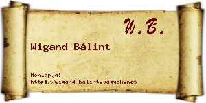 Wigand Bálint névjegykártya